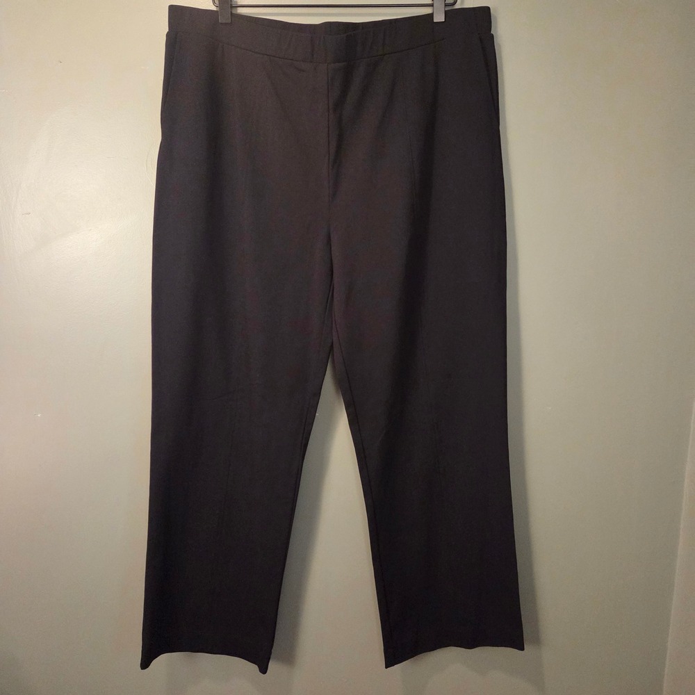 Misook Women's XL Straight Leg Pull On Dress Pants w Pockets Black Chic Office